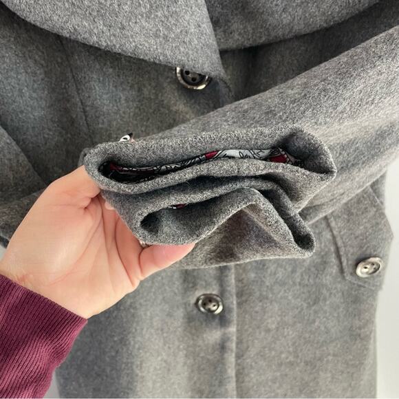 Mara Hoffman | Women’s Black 100% Camel Hair Peacoat Pea Coat Jacket Trench Grey - Picture 2 of 8